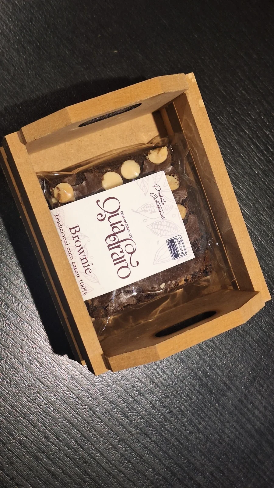 Apresentação de brownies Quadraro